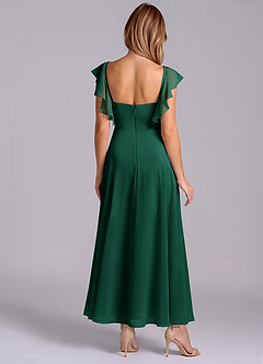 Azazie Leilani 신부 들러리 드레스 A라인 셔링 쉬폰 발목 길이 드레스 image2