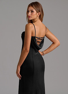 Azazie Karryn Vestidos de damas de honor Vestido de Negro de terciopelo de Corte Sirena con Corsé image2