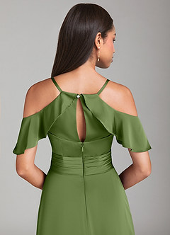 Azazie Dakota Bridesmaid Dresses Juniper A-Line Off the Shoulder Stretch Satin Dress image6