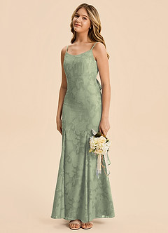 Azazie Lioren Junior Agave Mermaid Ruched Floral Burnout Dress image2