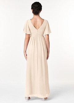 Azazie Temeka Junior White Alabaster A-Line Pleated Chiffon Dress image2