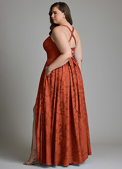 Azazie Francis Bridesmaid Dresses Auburn A-Line Corset Floral Burnout Dress image10