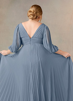 Azazie Zahara Mother of the Bride Dresses Twilight A-Line V-Neck Pleated Chiffon Dress image12