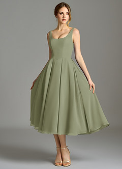 Azazie Amalie Bridesmaid Dresses Pistachio A-Line Pleated Chiffon Dress image6