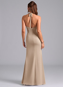 Azazie Valerie Vestidos de damas de honor Vestido de Gris Pardo de Gasa de Corte Sirena con Plisado image6