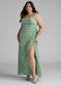 Azazie Jesaphine Bridesmaid Dresses Matcha Sheath Ruched Mesh Dress image8