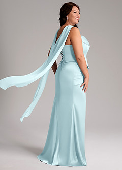 Azazie Sorrel Bridesmaid Dresses Cloud Blue Mermaid Strapless Stretch Satin Convertible Dress image8