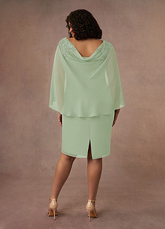 Azazie Carmela Mother of the Bride Dresses Dusty Sage Sheath Lace Chiffon Dress image4