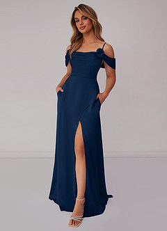 Barbie ♥ Azazie Final Sale Barbie Pink A-Line Off the Shoulder Stretch Satin Convertible Dress image1