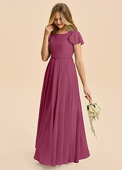 Azazie Cady Junior Mulberry A-Line Pleated Chiffon Dress image5