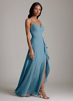 Azazie Naeem Bridesmaid Dresses Bermuda A-Line V-Neck Ruffle Chiffon Dress image4