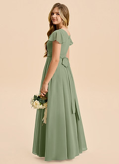 Azazie Cady Junior Abito A-Line in Chiffon Plissettato Pistacchio image6