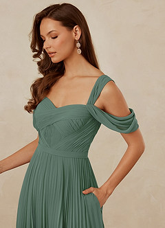 Christian Siriano Bridal for Azazie 1013 Bridesmaid Dresses Eucalyptus A-Line Off the Shoulder Chiffon Dress image6