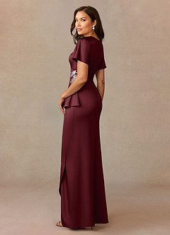 Azazie Robins vestidos de madre de la novia Vestido de Cabernet de Satén Elástico de Corte En A con Plisado image2