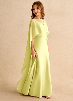 Azazie Fishie Girls Formal Flower Girl Dresses Lemon Sorbet A-Line Matte Satin Dress image6