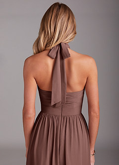 Azazie Avary Bridesmaid Dresses Espresso A-Line Pleated Chiffon Dress image7