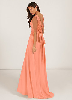 Azazie Gertrude Bridesmaid Dresses Sunset A-Line Lace Chiffon Dress image4