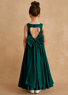 Azazie Bettie Flower Girl Dresses Pine A-Line Bow Matte Satin Dress image1