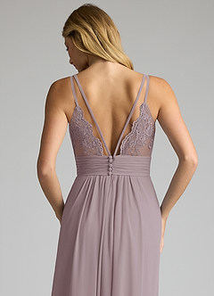 Azazie Maren Allure Abiti da Damigella Abito A-Line in Chiffon con Scollo a V in Pizzo Dusk image2