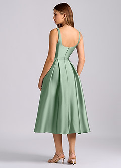 Azazie Amalie Bridesmaid Dresses Agave A-Line Pleated Stretch Satin Dress image5