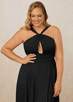 Christian Siriano Bridal for Azazie 1009 Bridesmaid Dresses Black A-Line Pleated Chiffon Dress image13