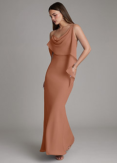 Azazie Yura Bridesmaid Dresses Bronzer Mermaid Off the Shoulder Chiffon Dress image1