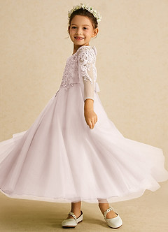 Azazie Precious Flower Girl Dresses Rose Petal A-Line Lace Tulle Dress image5