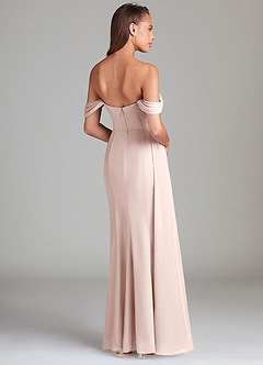 Azazie Amyra Bridesmaid Dresses Rose Petal Sheath Off the Shoulder Chiffon Convertible Dress image4