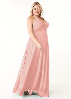 Azazie Tessie Bridesmaid Dresses Rosette A-Line V-Neck Pleated Chiffon Dress image8