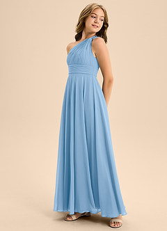 Azazie Charlize Junior Powder Blue A-Line Pleated Chiffon Dress image4
