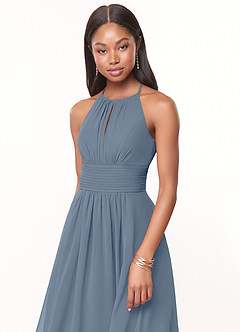 Azazie Bonnie Bridesmaid Dresses Twilight A-Line Keyhole Ruched Chiffon Dress image5