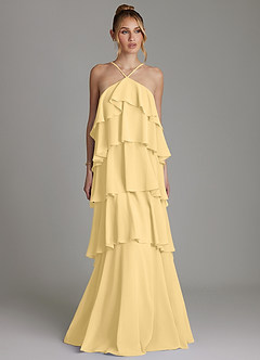 Azazie Deena Bridesmaid Dresses Butter A-Line Ruched Chiffon Dress image1