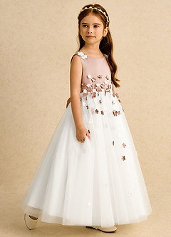 Azazie Eleni Sukienki dla dziewczynek sypiących kwiaty Suknia balowa Ukłon Tiul Długość kostki Sukienka image6