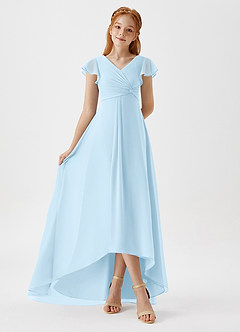 Azazie Breanne Junior Sky Blue A-Line Chiffon Dress image2