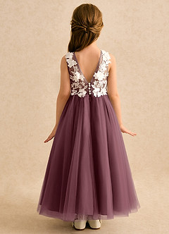Azazie Mixie Flower Girl Dresses Sangria Ball-Gown Lace Dress image4