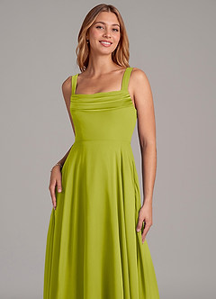 Azazie Shaude Bridesmaid Dresses Lemongrass A-Line Pleated Chiffon Dress image5