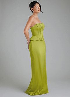 Azazie River Robes de demoiselle d'honneur Robe Fourreau Convertible en Satin extensible Corset Citronnelle image7