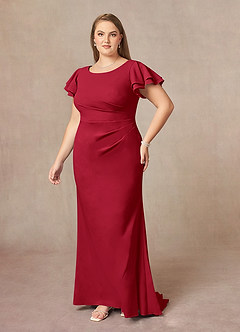 Azazie Peppermint Mother of the Bride Dresses Scarlet Mermaid Scoop Ruched Stretch Crepe Dress image8