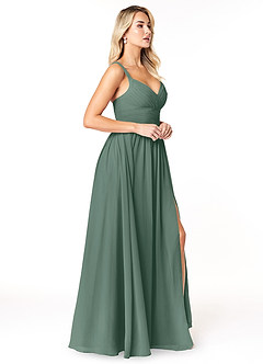 Azazie Chanel Bridesmaid Dresses Sea Moss A-Line Pleated Chiffon Dress image4