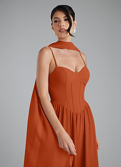 Azazie Alisha Bridesmaid Dresses Burnt Orange A-Line Corset Chiffon Dress image7