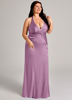 Azazie Valerie Suknie dla druhen Syrena Pofałdowany Satyna elastyczna Do ziemi Sukienka image10