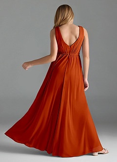 Azazie Tanicia Junior Dusty Rose A-Line Mesh Dress image4