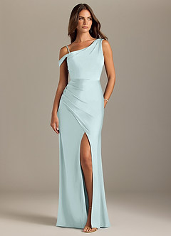 Azazie Madelyn Bridesmaid Dresses Sea Glass Mermaid Off the Shoulder Stretch Satin Convertible Dress image8