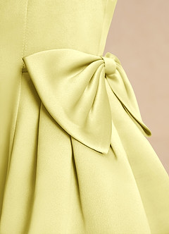 Azazie Macaroon Flower Girl Dresses Lemon Sorbet Ball-Gown Bow Matte Satin Dress image6