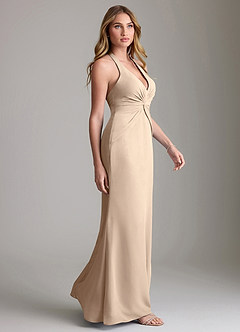 Azazie Valerie Bridesmaid Dresses Taupe Mermaid Pleated Chiffon Dress image4