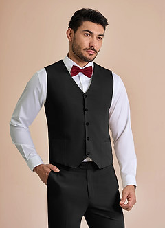 front William Black Comfort Blend Suit Vest