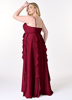Azazie Peyton Bridesmaid Dresses Burgundy A-Line Ruched Chiffon Dress image10