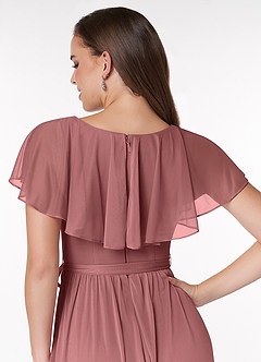 Azazie Jael Bridesmaid Dresses Desert Rose A-Line V-Neck Mesh Dress image6