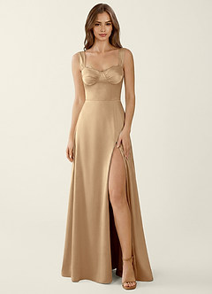 Dolce Vita Champagne Satin Lace Up Back Prom Dress image5
