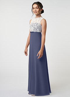 Azazie Rana Junior Stormy A-Line Lace Chiffon Dress image3